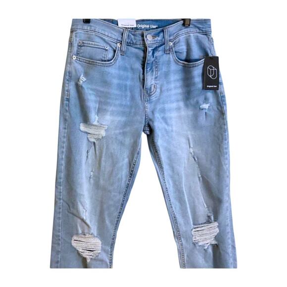 Original Use Men’s Slim Fit Taper Jeans Light Wash Distressed 30x32 NWT - Picture 4 of 13